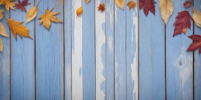 The primary subject of the image is a wooden wall with a blue stripe. The setting is a room with a blue and white striped wall. The visual style is a photo of the wooden wall. The dominant colors are blue and white, creating a calm and soothing atmosphere.