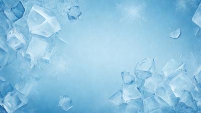 The primary subject of the image is a large blue background with a few small white snowflakes scattered across it. The setting is a clear blue sky, and the visual style appears to be a digital art or illustration. The colors and mood of the image are predominantly blue and calm, creating a serene and peaceful atmosphere.