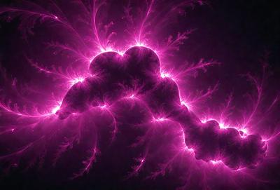 The primary subject of the image is a pink, purple, and white swirling pattern. The setting is a dark background, which contrasts with the vibrant colors of the swirling pattern. The visual style appears to be a combination of digital art and illustration, creating a dynamic and eye-catching design. The dominant colors in the image are pink, purple, and white, giving the scene a lively and energetic atmosphere.