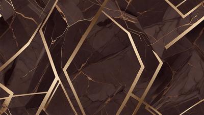 The primary subject of the image is a marble pattern with gold accents. The setting is a marble surface, and the visual style is a combination of photo and digital art. The dominant colors are brown and gold, creating a warm and luxurious atmosphere.