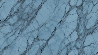 The primary subject of the image is a blue marble wall with a pattern of swirls and grooves. The setting is a room with a blue background, and the visual style is a close-up of the marble wall. The colors and mood of the image are predominantly blue, creating a calm and serene atmosphere.