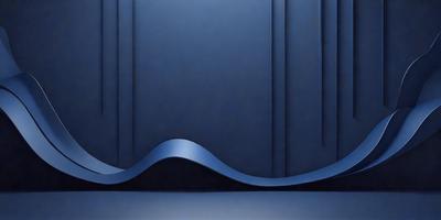 The primary subject of the image is a blue wave-like pattern or design. The setting is a dark blue background, which creates a contrasting and dramatic effect. The visual style appears to be a combination of digital art and illustration, as the wave pattern is intricately detailed and the overall atmosphere is moody and atmospheric.