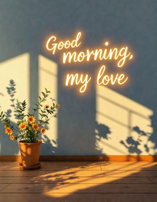 The primary subject of the image is a potted plant with yellow flowers, placed on a wooden floor. The setting is a room with a window, and the visual style appears to be a digital art or illustration. The dominant colors in the image are yellow and orange, creating a warm and inviting atmosphere.
