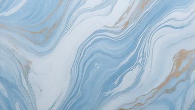 The primary subject of the image is a blue and white marbled tile. The setting is a bathroom, as indicated by the presence of the marbled tile. The visual style is a close-up of the tile, showcasing its intricate design. The dominant colors are blue and white, creating a calm and soothing atmosphere.
