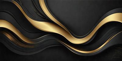 The primary subject of the image is a series of gold and black swirls, which are arranged in a visually appealing manner. The setting is a black background, which contrasts with the gold and black swirls, creating a striking visual effect. The visual style of the image is a combination of digital art and illustration, as the swirls are intricately designed and appear to be a part of a larger pattern. The colors and mood of the image are predominantly black and gold, giving it a sophisticated