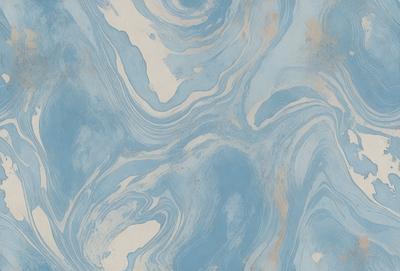 The primary subject of the image is a blue and white swirling pattern, which appears to be a painting or a digital artwork. The setting is a blue background, and the visual style is a combination of artistic and digital elements. The colors and mood of the image are predominantly blue and white, creating a sense of calmness and tranquility.