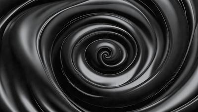 The primary subject of the image is a spiral pattern, which is a black and white design. The setting is a black background, and the visual style appears to be a digital art or illustration. The dominant colors are black and white, creating a bold and striking pattern. The overall atmosphere of the image is dynamic and visually engaging.