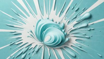 The primary subject of the image is a blue, swirling, and curling design, which appears to be a painting or a digital artwork. The setting is a white background, which provides a clean and minimalist appearance. The visual style is a combination of painting and digital art, creating a unique and eye-catching design. The colors and mood of the image are predominantly blue, which gives it a calming and serene atmosphere.