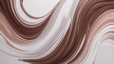 The primary subject of the image is a large, swirling, and curling pattern of brown and white colors. The setting is a white wall, and the visual style appears to be a combination of a photo and digital art. The dominant colors are brown and white, creating a sense of depth and movement in the pattern.