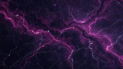 The primary subject of the image is a purple and pink nebula, which is a swirling mass of gas and dust in space. The setting is a dark, starry sky, with the nebula as the main focus. The visual style is a combination of digital art and illustration, creating a vibrant and dynamic scene. The dominant colors are purple and pink, giving the image a dreamy and ethereal atmosphere.