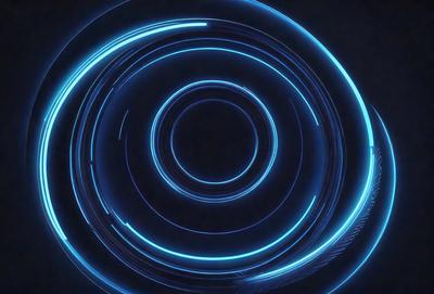 The primary subject of the image is a blue circle with a light blue background. The setting appears to be a dark room, and the visual style is a digital art or illustration. The dominant colors and overall atmosphere are a mix of blue and purple, creating a calming and serene mood.