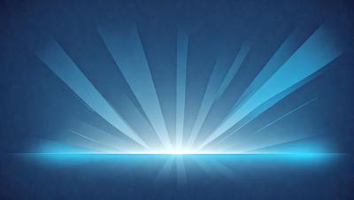 The primary subject of the image is a bright, sun-like light source, which appears to be a sunrise or sunset. The light source is shining through a blue sky, creating a vibrant and warm atmosphere. The setting is a clear, cloudless sky, which provides a perfect backdrop for the sunlight. The visual style of the image is a combination of digital art and illustration, as the light source is depicted in a stylized manner. The colors and mood of the image are predomin