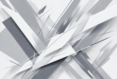 The primary subject of the image is a white geometric pattern, which appears to be a digital art or illustration. The setting is a white background, and the visual style is modern and minimalistic. The dominant colors are white and gray, creating a clean and simple atmosphere.