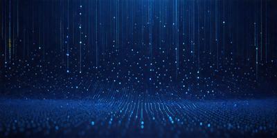 The primary subject of the image is a blue background with a pattern of white lights. The setting appears to be a dark room, and the visual style is a digital art or illustration. The dominant colors are blue and white, creating a calm and serene atmosphere.