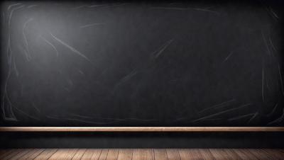 The primary subject of the image is a blackboard with a chalkboard drawing on it. The setting is a room with a wooden floor. The visual style is a combination of a photo and a drawing, creating a unique and artistic representation of the blackboard. The colors and mood of the image are predominantly dark, with the blackboard and wooden floor providing a sense of depth and contrast.