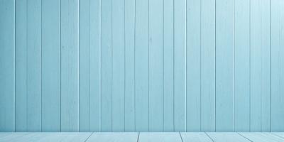 The primary subject of the image is a blue wooden wall. The setting is a room with a wooden floor. The visual style is a photo, and the dominant colors are blue and white. The overall atmosphere is calm and serene.