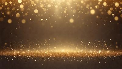 The primary subject of the image is a close-up of a shiny, golden surface, possibly a piece of gold or a gold-colored material. The setting is a dark background, which contrasts with the bright, shiny surface. The visual style appears to be a close-up of a pattern or texture, possibly a piece of fabric or a wall with a golden finish. The colors and mood of the image are predominantly golden and shiny, creating a sense of luxury and sophistication.