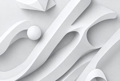 The primary subject of the image is a white sculpture or artwork, possibly made of paper or a similar material. The setting is a white background, which provides a clean and minimalist appearance. The visual style is a combination of digital art and illustration, as the artwork appears to be digitally created or manipulated. The colors and mood of the image are predominantly white, giving it a clean and modern feel.