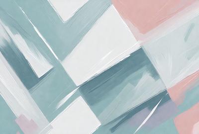 The primary subject of the image is a white and blue painting. The setting is a white wall, and the visual style is a painting. The dominant colors are white and blue, creating a calm and serene atmosphere.
