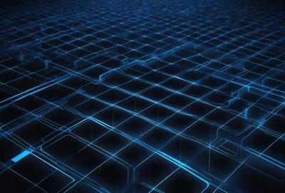The primary subject of the image is a blue, geometric pattern. The setting is a dark blue background, which creates a contrasting and visually striking scene. The visual style is a combination of digital art and illustration, as the pattern appears to be a digital creation. The colors and mood of the image are predominantly dark and moody, with the blue hue adding a sense of depth and sophistication to the overall atmosphere.