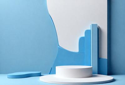 The primary subject of the image is a white, circular object with a blue background. The setting appears to be a futuristic environment, possibly a space station or a futuristic city. The visual style of the image is a combination of digital art and illustration, creating a unique and intriguing scene. The dominant colors in the image are white and blue, which contribute to the futuristic and modern atmosphere.
