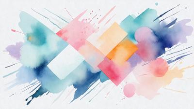 The primary subject of the image is a colorful painting or drawing featuring a mix of colors and patterns. The setting is a white background, which provides a clean and uncluttered appearance. The visual style is a combination of digital art and illustration, creating a vibrant and artistic atmosphere. The dominant colors in the painting include pink, blue, and orange, which contribute to the overall mood of the piece.