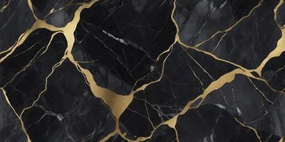 The primary subject of the image is a marble countertop with a gold-colored pattern. The setting is a kitchen, and the visual style is a close-up of the marble countertop. The colors and mood of the image are predominantly black and gold, giving it a luxurious and elegant appearance.