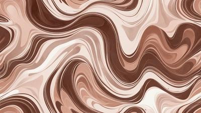 The image features a brown and white patterned wallpaper with a swirling design. The primary subject is the wallpaper, which is the main focus of the image. The setting is indoors, likely in a room with a wall that has been decorated with the patterned wallpaper. The visual style is a combination of photo and digital art, as the wallpaper appears to be a patterned design. The colors and mood of the image are warm and inviting, with the brown and white colors creating a cozy atmosphere