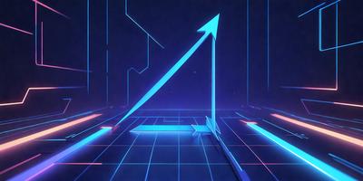 The primary subject of the image is a blue arrow pointing upwards. The setting is a blue background, which creates a visually appealing contrast with the arrow. The visual style is a digital art or illustration, as the arrow is depicted in a stylized manner. The colors and mood of the image are predominantly blue, giving it a calm and soothing atmosphere.