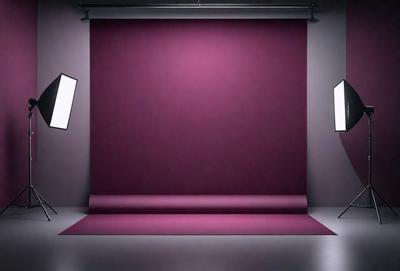 The primary subject of the image is a purple curtain, which is the main object in the scene. The setting is a room with a purple curtain hanging on the wall. The visual style of the image is a photo, and the dominant colors are purple and pink, creating a warm and inviting atmosphere.