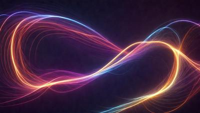 The primary subject of the image is a colorful, swirling pattern that resembles a spiral or a wave. The setting is a dark background, which contrasts with the vibrant colors of the swirling pattern. The visual style appears to be a combination of digital art and illustration, creating a dynamic and eye-catching design. The dominant colors in the image are pink, blue, and orange, which contribute to a lively and energetic atmosphere.