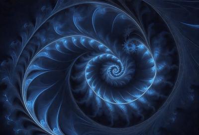 The primary subject of the image is a spiral pattern, which is the main object, scene, or focus of the image. The setting or background features a blue and white color scheme, giving the image a vibrant and lively atmosphere. The visual style of the image is a combination of photo and digital art, creating a unique and eye-catching design. The colors and mood of the image are predominantly blue and white, with a sense of movement and dynamism.