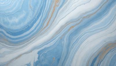 The primary subject of the image is a blue and white marbled tile. The setting is a bathroom, as indicated by the presence of the marbled tile. The visual style is a close-up of the tile, showcasing its intricate design. The dominant colors are blue and white, creating a calm and soothing atmosphere.
