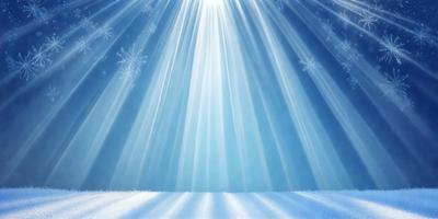 The primary subject of the image is a bright, sunny day with a beautiful blue sky. The setting is a snowy landscape, with a field of snow and a bright sun shining through the clouds. The visual style is a digital art, illustration, or drawing, creating a stunning and vibrant scene. The colors and mood of the image are predominantly blue and white, with a sense of warmth and tranquility.