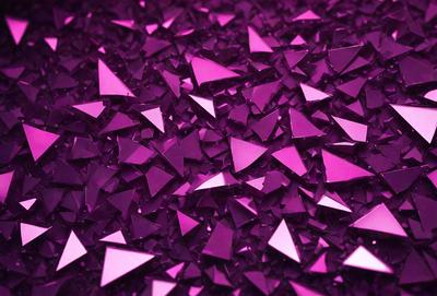 The primary subject of the image is a close-up of a purple surface with a pattern of triangular shapes. The setting appears to be a room with a purple background. The visual style is a close-up of a pattern, and the colors and mood are predominantly purple, creating a calm and soothing atmosphere.