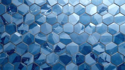 The primary subject of the image is a blue and white tiled wall. The setting is a room with a blue and white tiled wall, which serves as the background. The visual style is a photo, capturing the intricate pattern of the tiles. The dominant colors are blue and white, creating a calm and soothing atmosphere.