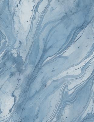 The primary subject of the image is a blue and white marbled tile. The setting is a bathroom, as indicated by the presence of the marbled tile. The visual style is a close-up of the tile, showcasing its intricate design. The dominant colors are blue and white, creating a calm and soothing atmosphere.