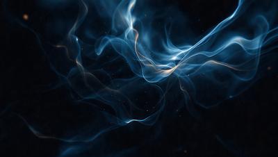 The primary subject of the image is a blue smoke or mist, which appears to be floating in a dark, blue-black space. The setting or background is a night sky, which adds to the overall atmosphere of the image. The visual style of the image is a combination of a photo and digital art, creating a unique and captivating visual effect. The colors and mood of the image are predominantly dark and moody, with the blue smoke or mist being the main focal point.