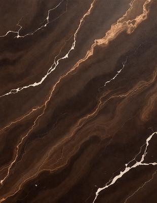 The primary subject of the image is a marble countertop with a brown and black color scheme. The setting is a kitchen, and the visual style is a close-up of the countertop. The countertop has a patterned design, giving it a unique and elegant appearance. The colors and mood of the image are warm and inviting, creating a cozy and comfortable atmosphere.