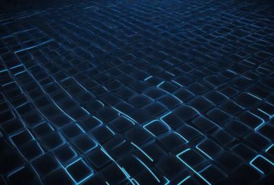 The primary subject of the image is a blue, geometric pattern. The setting is a dark, blue background, which creates a contrasting and visually striking scene. The visual style is a combination of digital art and illustration, as the pattern appears to be a digital creation. The colors and mood of the image are predominantly blue, creating a calm and serene atmosphere.
