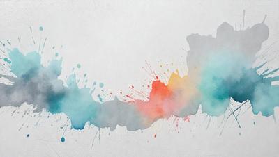 The primary subject of the image is a painting or drawing of a colorful splash, with a mix of blue, red, orange, and green colors. The setting is a white background, which provides a clean and minimalist appearance. The visual style is a combination of artistic expression and digital art, as the colors and patterns are created using a computer or digital medium. The overall atmosphere is vibrant and lively, with the colors and patterns evoking a sense of energy and movement.