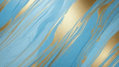 The primary subject of the image is a blue and gold patterned wallpaper. The setting is a room with a blue and gold wallpapered wall. The visual style is a digital art or illustration, as the pattern appears to be digitally created. The dominant colors are blue and gold, creating a warm and inviting atmosphere.
