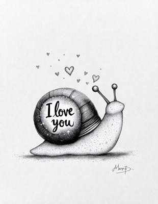 Primary subject: A cartoon or comic drawing of a slug or snail.

Setting/background: A white background.

Visual style: Digital art or illustration.

Colors and mood: The drawing is in black and white, giving it a classic or nostalgic feel.