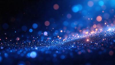 The primary subject of the image is a blue background with a multitude of bright, colorful lights. The setting appears to be a night sky, with the lights creating a vibrant and lively atmosphere. The visual style of the image is a combination of digital art and illustration, as the lights are depicted in a way that resembles a painting or drawing. The colors and mood of the image are predominantly blue and energetic, with the bright lights adding a sense of excitement and dynamism to the scene