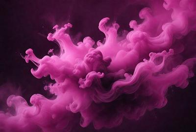 The primary subject of the image is a pink smoke or mist, which is the main focus of the scene. The setting is a dark background, which contrasts with the pink smoke. The visual style of the image is a close-up of the pink smoke, giving it a more dramatic and artistic appearance. The colors and mood of the image are predominantly pink, creating a sense of warmth and softness.