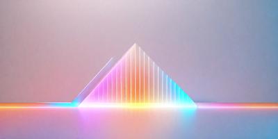 The primary subject of the image is a large, colorful triangle. The triangle is made up of different colors, including pink, yellow, and orange. The setting is a white wall, which serves as the background for the triangle. The visual style of the image is a combination of digital art and illustration, creating a vibrant and eye-catching display. The colors and mood of the image are lively and energetic, with the bright colors and unique shape of the triangle drawing attention and creating a sense of excitement