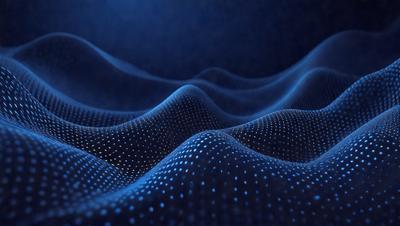 The primary subject of the image is a blue, textured surface with a pattern of dots. The setting appears to be a dark, possibly nighttime, environment. The visual style of the image is a combination of a photo and digital art, creating a unique and intriguing appearance. The colors and mood of the image are predominantly dark and moody, with the blue hue adding a sense of depth and mystery to the scene.
