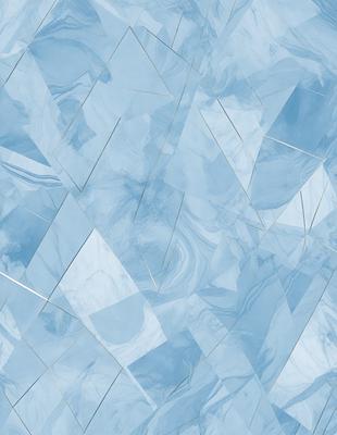 The primary subject of the image is a blue and white patterned tile. The setting is a blue background, and the visual style appears to be a digital art or illustration. The dominant colors are blue and white, creating a calm and soothing atmosphere.