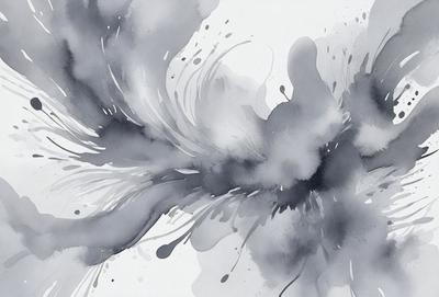 The primary subject of the image is a watercolor painting of a flower. The setting is a white background, which provides a clean and minimalist appearance. The visual style is a watercolor painting, which gives the artwork a unique and artistic touch. The dominant colors in the painting are shades of blue and gray, creating a calm and serene atmosphere.