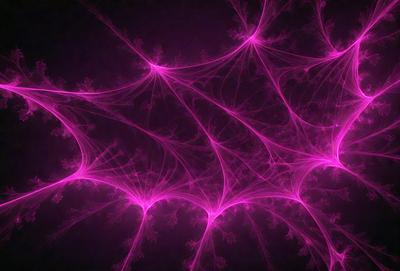 The primary subject of the image is a purple, pink, and white pattern. The setting is a dark background, which contrasts with the vibrant colors of the pattern. The visual style appears to be a combination of digital art and illustration, creating a unique and eye-catching design. The colors and mood of the image are predominantly pink and purple, giving it a warm and inviting atmosphere.